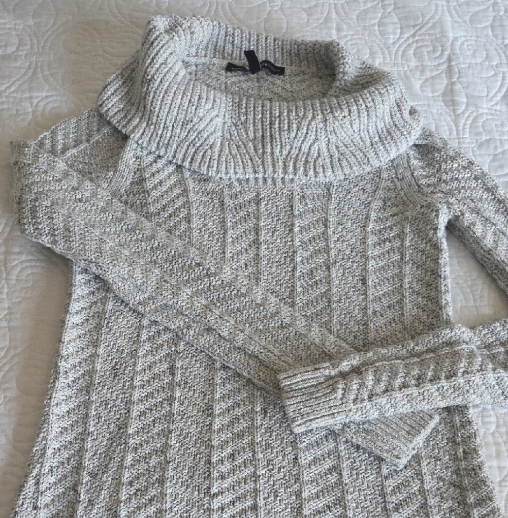 White House Black Market Light Gray Cowl Neck Sweater